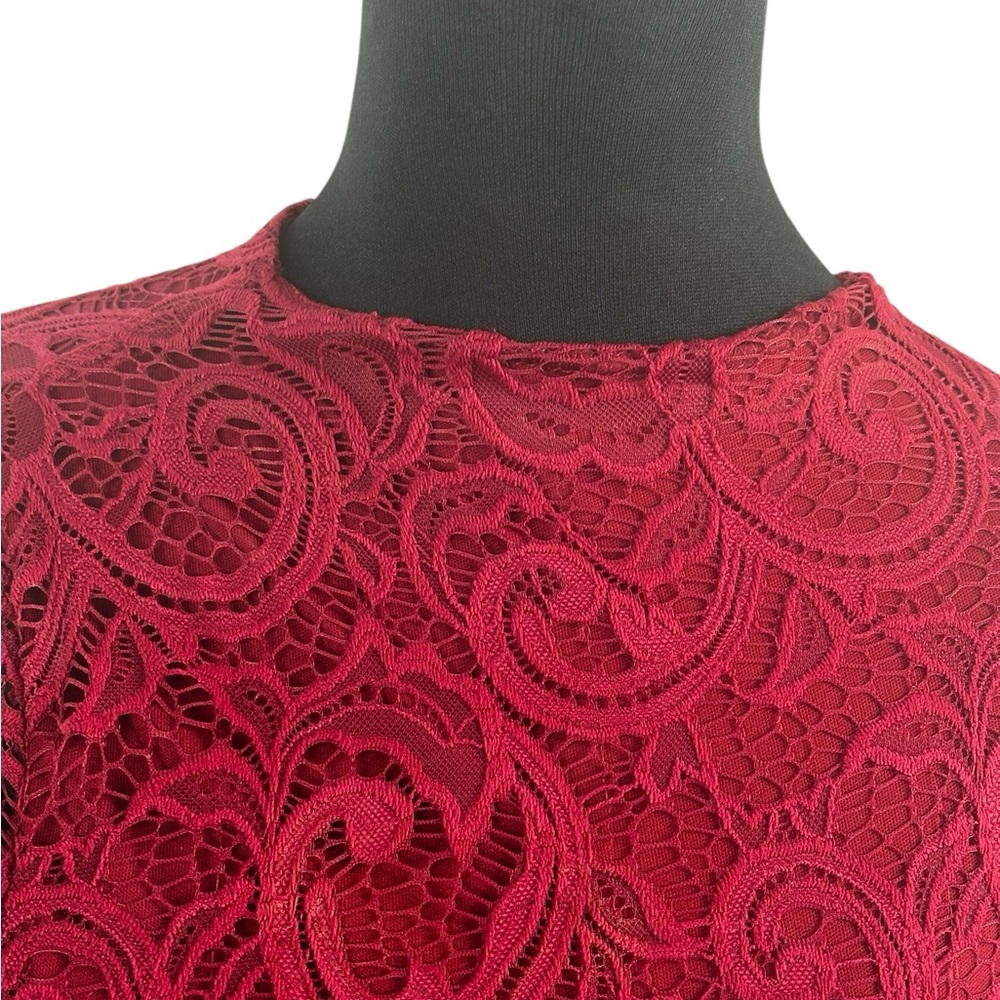 Windsor Burgundy Lace Bodycon Dress Romantic Elegant Holiday, Date Night SZ M - Picture 5 of 15